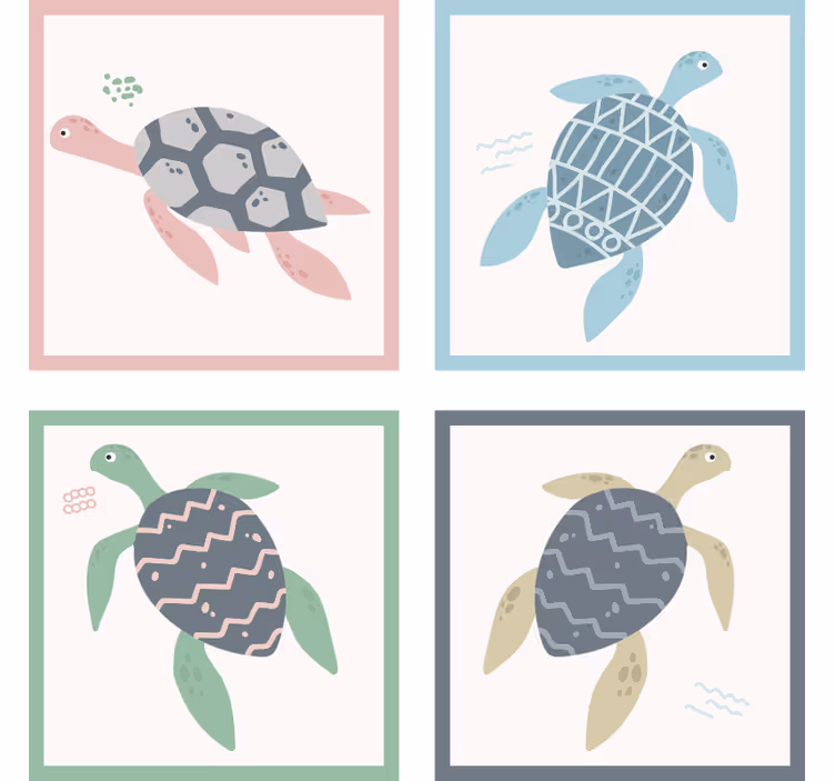 Juego de posavasos tortugas de colores suaves - TenVinilo