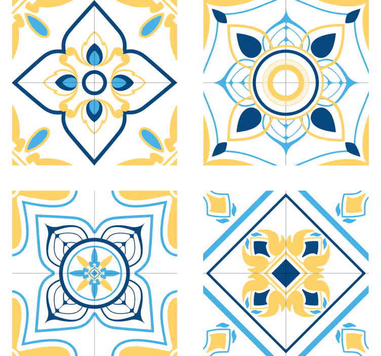 Posavasos azulejo con patrones geométricos - TenVinilo