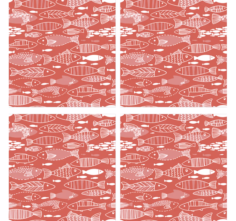 Posavasos textura rojo contracorriente peces - TenVinilo