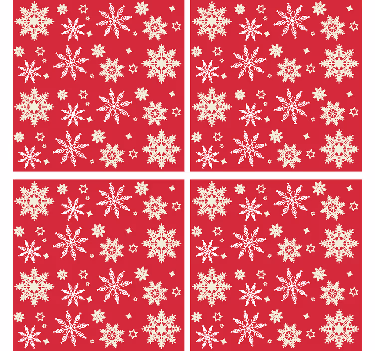 Posavasos navideños copos nieve rojos - TenVinilo