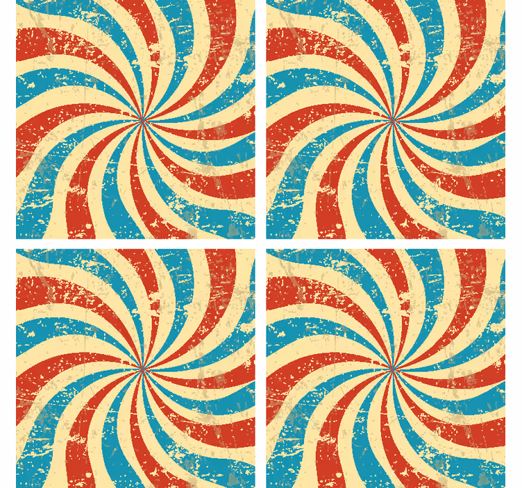 Posavasos vintage patrón rojo y azul en espiral - TenVinilo