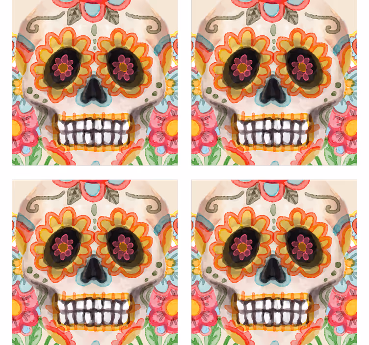 Posavasos halloween calavera de azúcar colorida - TenVinilo