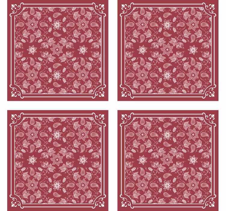 Posavasos vintage con diseño de azulejos florales - TenVinilo