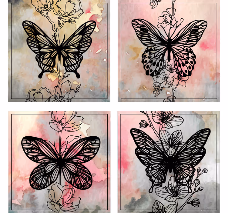 Posavasos moderno motivo de mariposas elegantes - TenVinilo