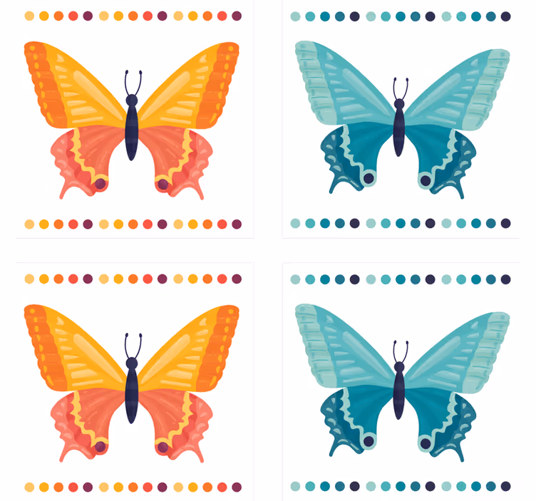 Posavasos mariposa bicolor azul y amarilla - TenVinilo