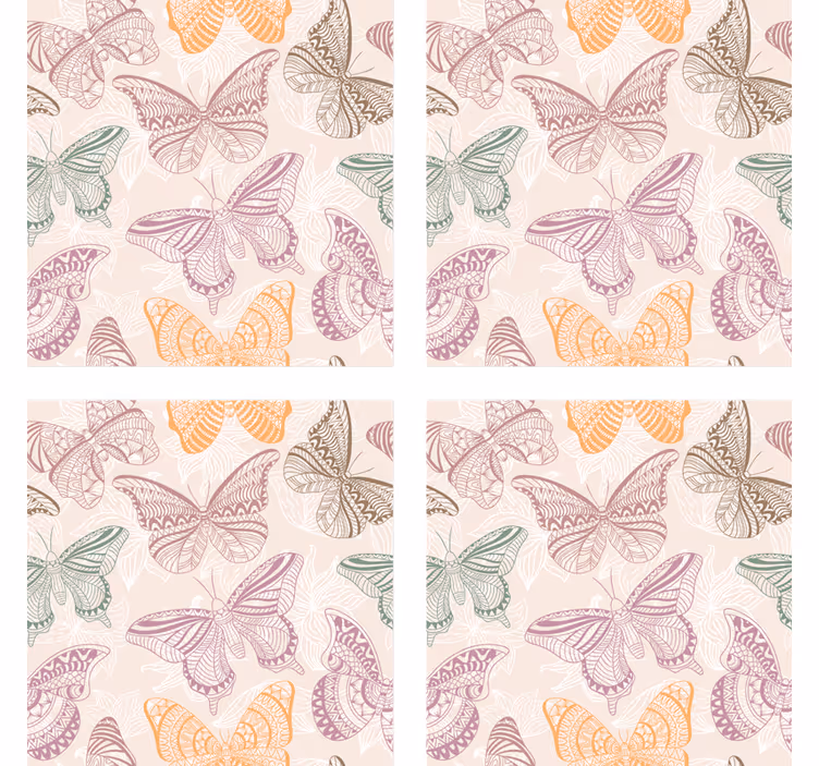 Posavasos con intrincados patrones de mariposas - TenVinilo