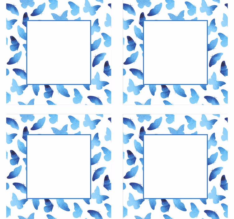 Posavasos personalizable patrón de mariposas azul - TenVinilo
