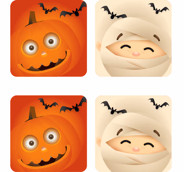 Posavasos halloween calabaza alegre y momia - TenVinilo