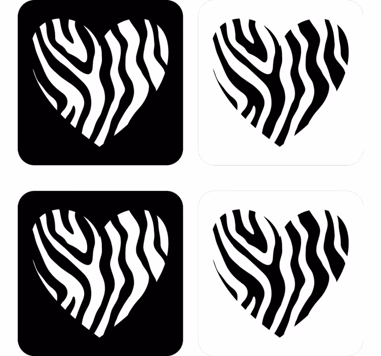 Posavasos frikis forma de corazón con patrón de cebra - TenVinilo