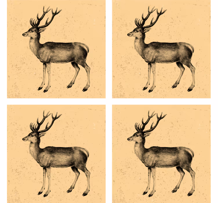 Posavasos cerveza ilustración de ciervo vintage - TenVinilo