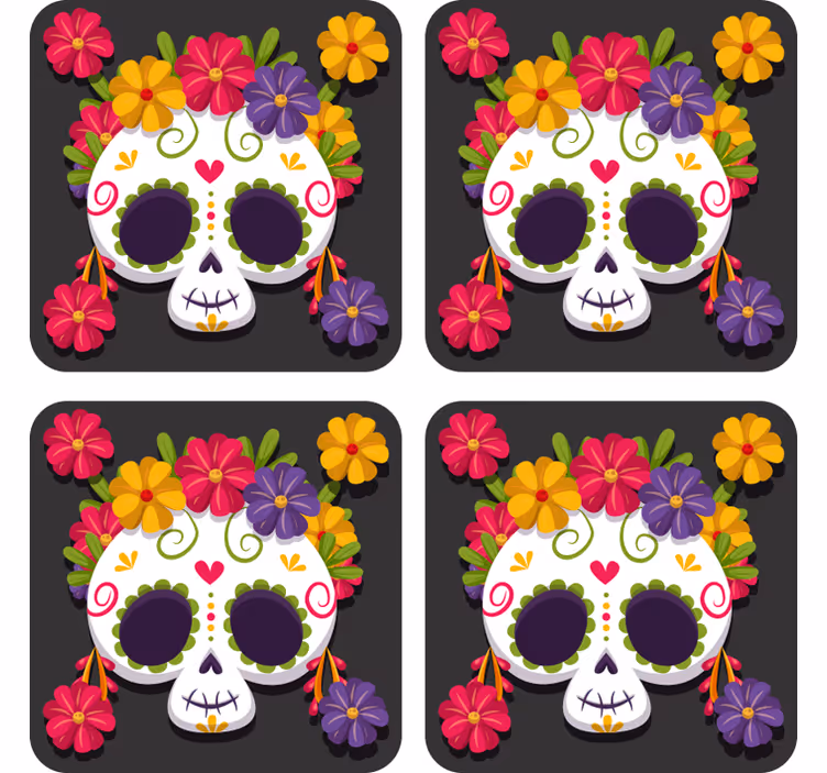 Posavasos frikis flores del día de los muertos - TenVinilo