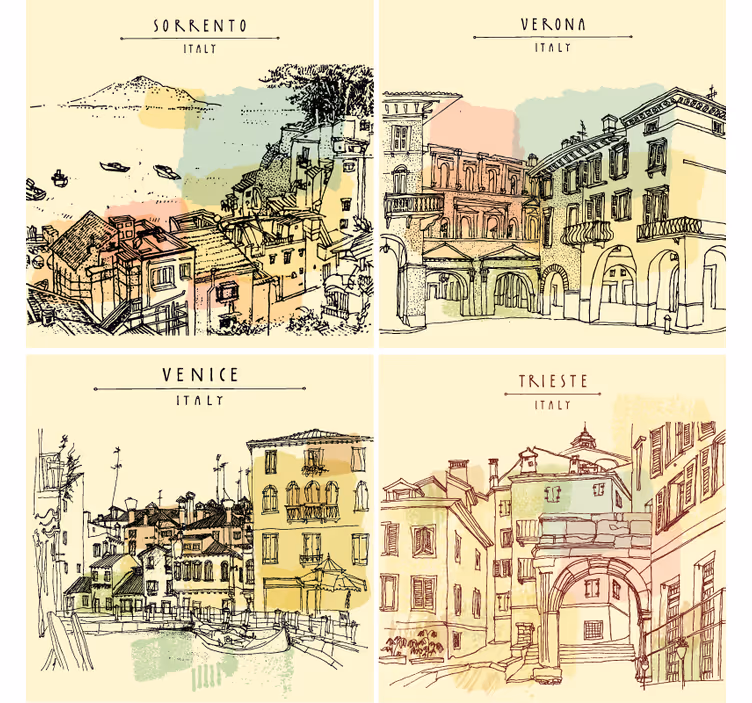 Posavasos con frases paisajes de ciudades italianas - TenVinilo