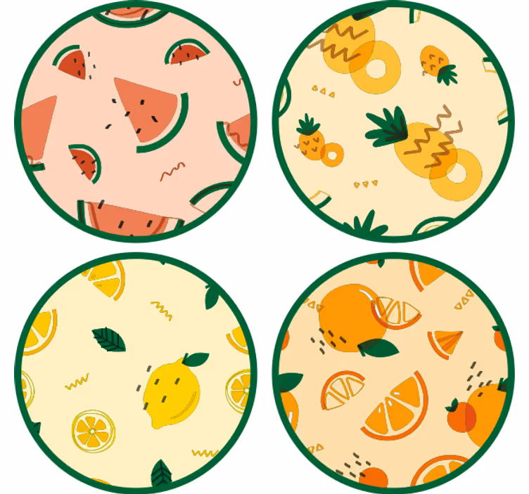 Posavasos frikis patrones de frutas tropicales - TenVinilo