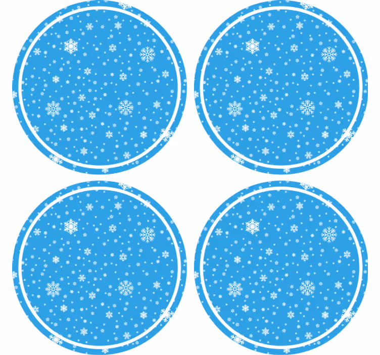 Posavasos navideño diseño redondo copos de nieve - TenVinilo
