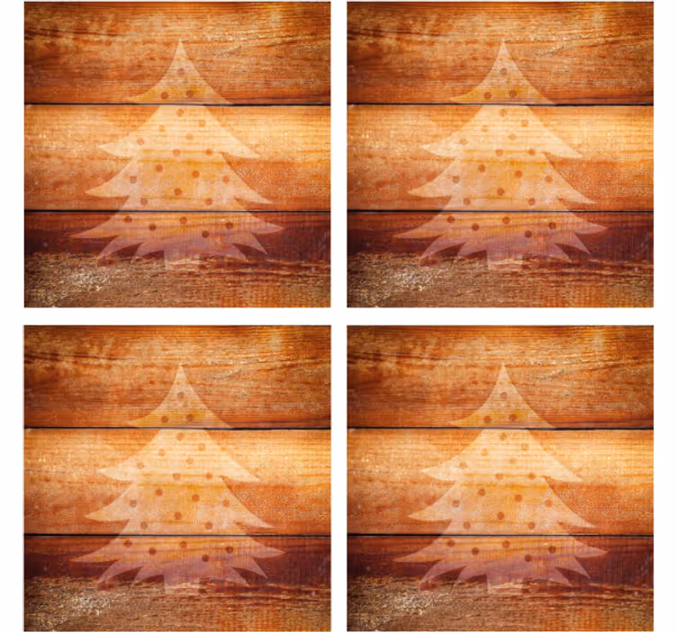 Posavasos navideño árbol de navidad, en, textura de madera - TenVinilo