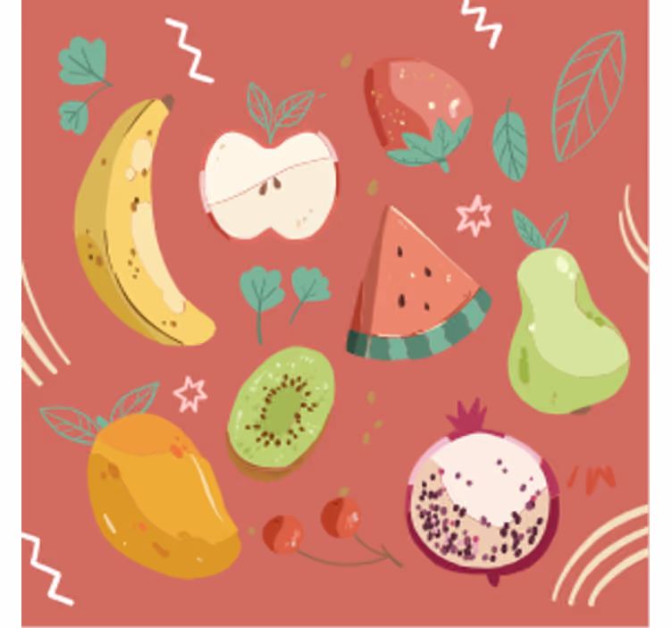 Posavasos moderno arreglo de frutas coloridas - TenVinilo