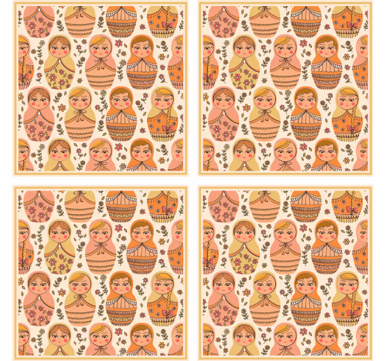 Posavasos frikis patrón de muñecas matryoshka coloridas - TenVinilo