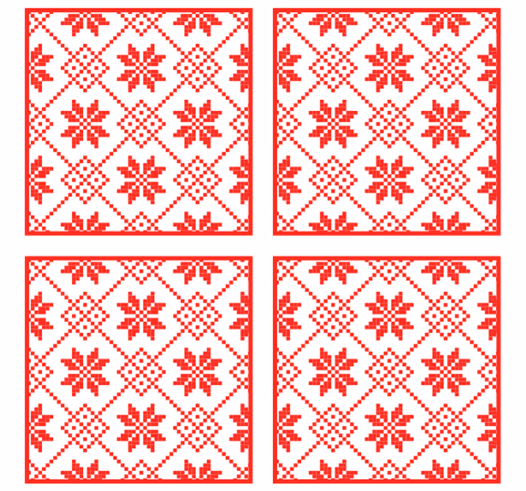 Posavasos navideño con patrón floral rojo - TenVinilo