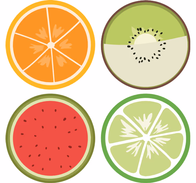 Posavasos moderno Diferentes frutas - TenVinilo