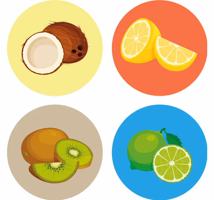 Posavasos moderno colección de ilustraciones de frutas - TenVinilo