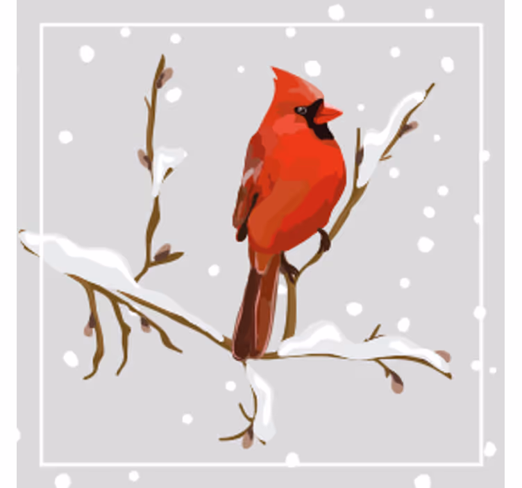 Posavasos navideño cardenal en rama nevada - TenVinilo