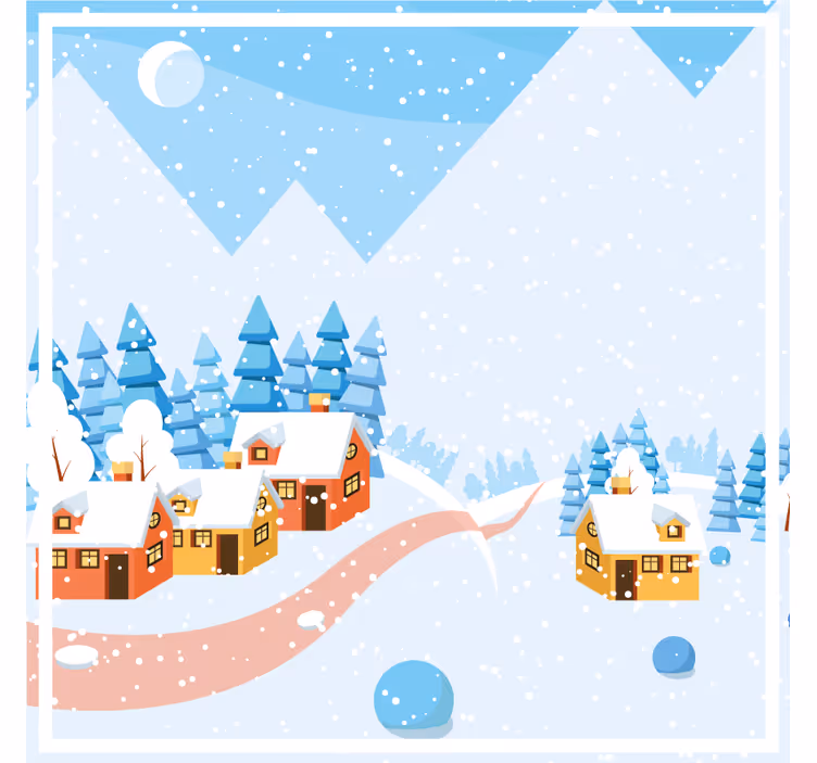 Posavasos navideño escena de pueblo nevado - TenVinilo