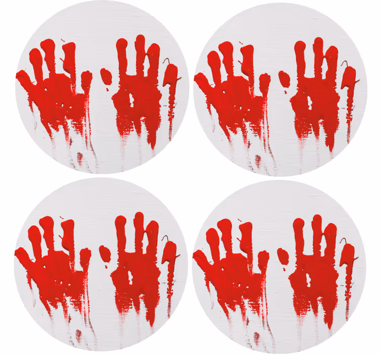 Huellas de manos sangrientas posavasos de halloween - TenVinilo