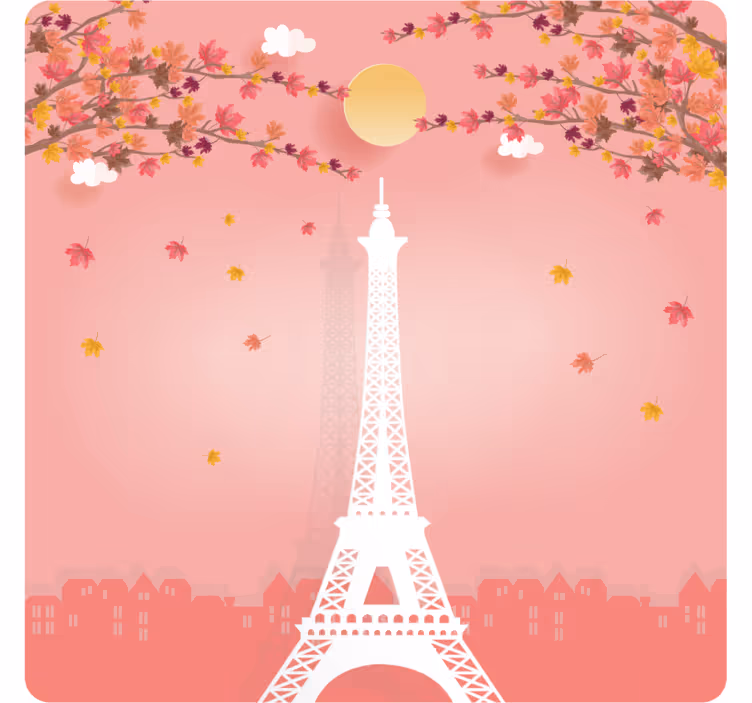 Posavasos moderno escena de otoño torre eiffel - TenVinilo