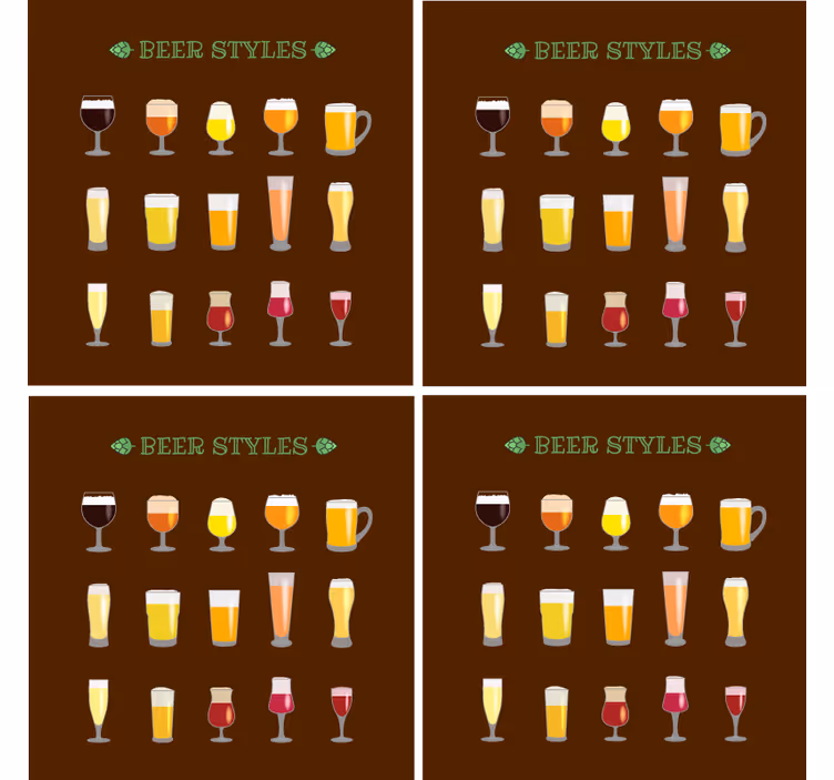Posavasos cerveza Diferentes vasos de cerveza - TenVinilo