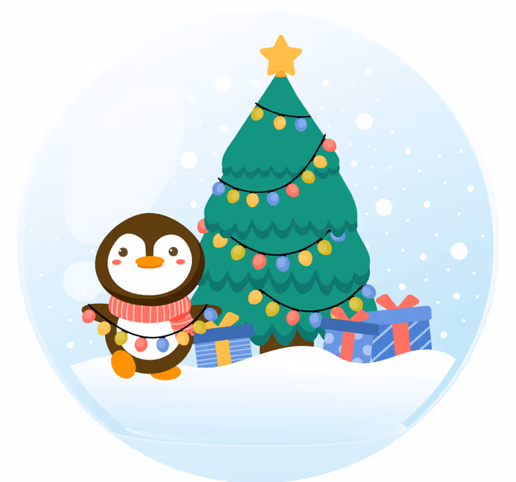 Posavasos navideño Pingüinos y arbol de navidad - TenVinilo
