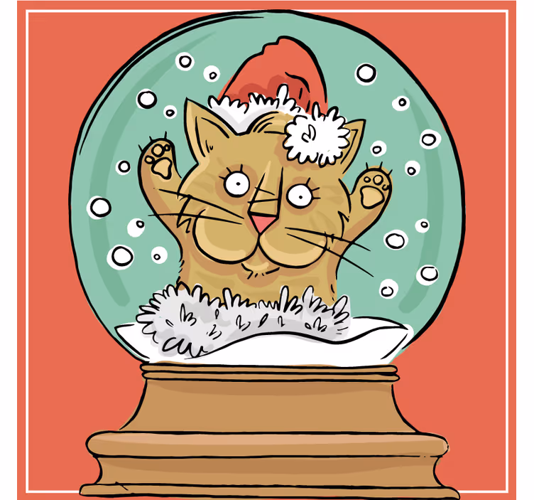 Posavasos navideño globo de nieve de gato festivo - TenVinilo