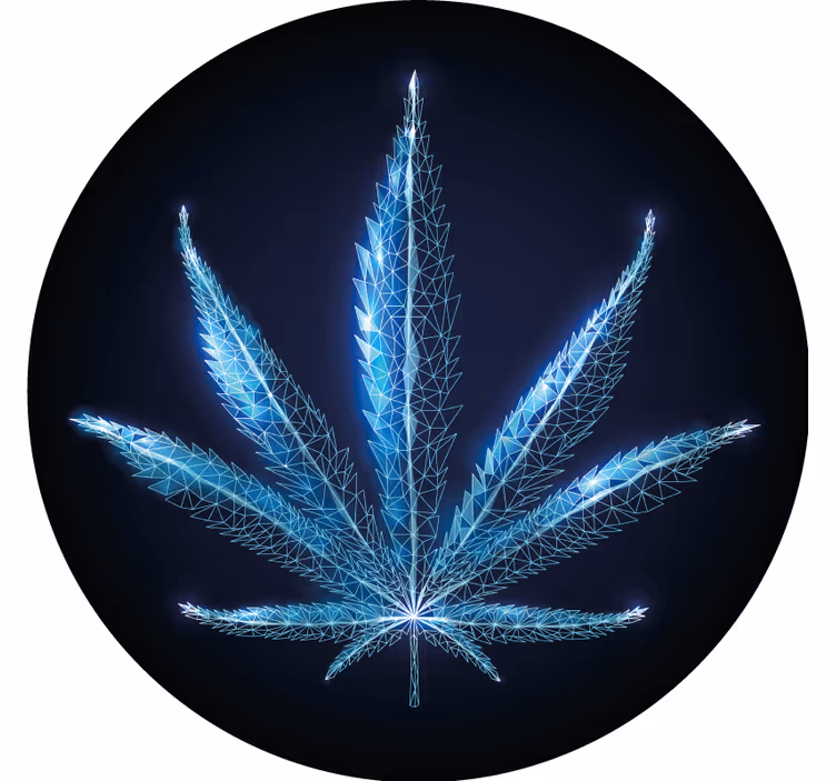 Posavasos moderno Planta circular de marihuana azul - TenVinilo