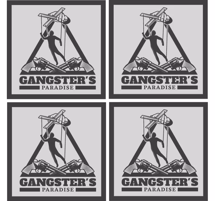 Posavasos cerveza ilustración temática de gánsteres - TenVinilo