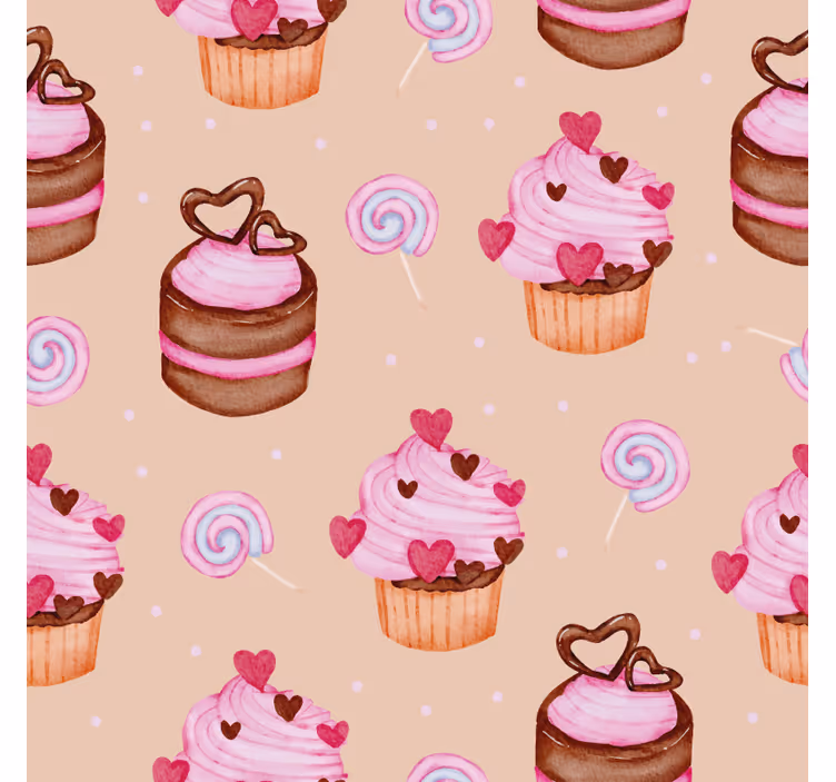 Posavasos personalizable patrón de dulces cupcakes - TenVinilo