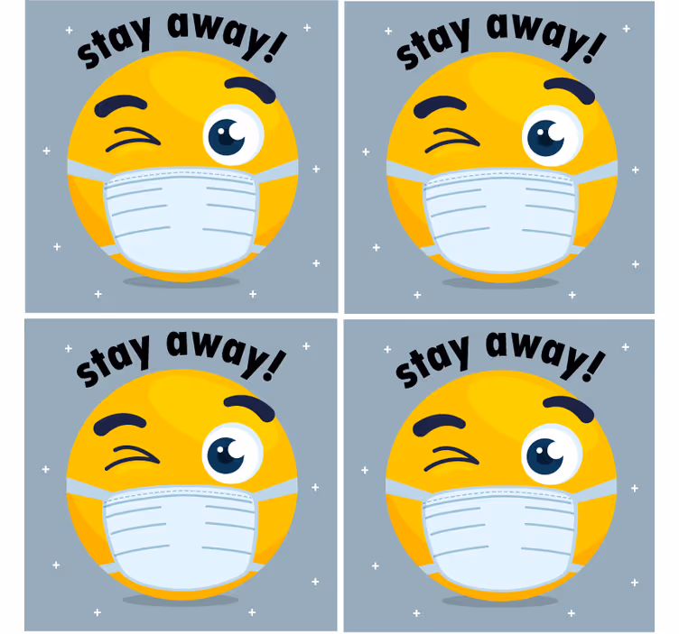 Posavasos emoji guiñando el ojo con mascarilla - TenVinilo