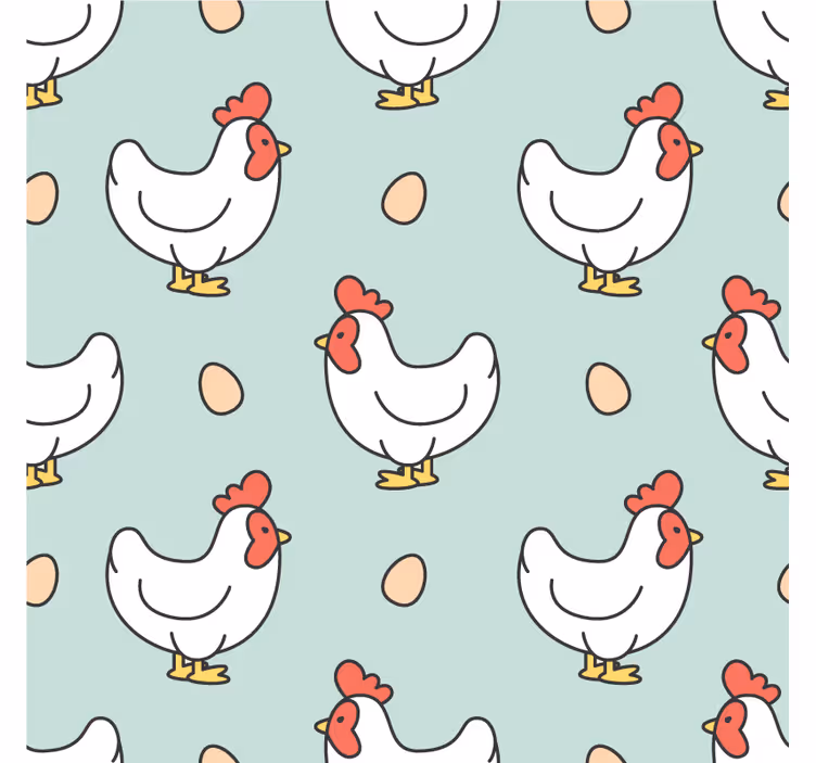 Posavasos moderno con diseño de gallinas y huevos - TenVinilo