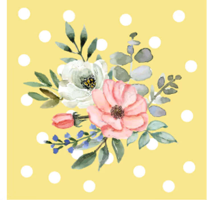 Posavasos moderno arreglo floral con lunares - TenVinilo