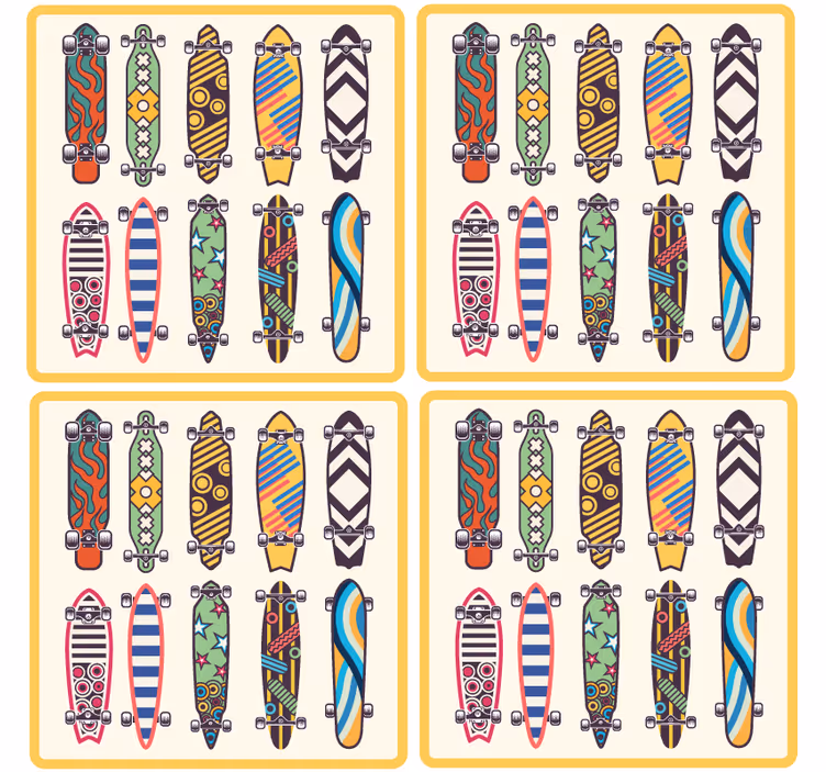Posavasos frikis de patrones coloridos de skateboard - TenVinilo