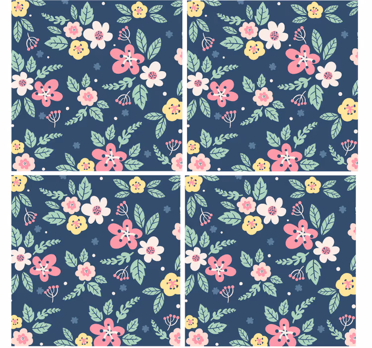 Posavasos moderno diseño floral - TenVinilo