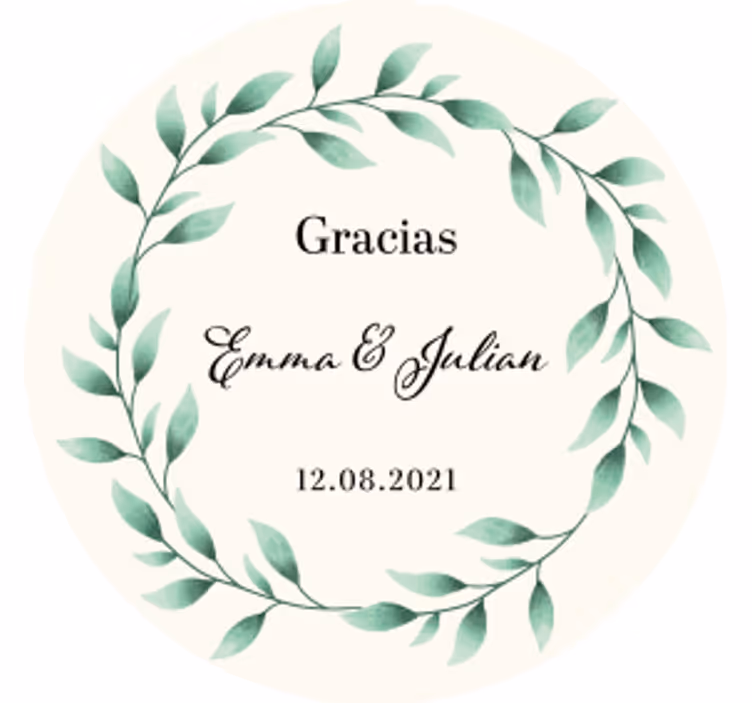 Posavasos boda Agradecido personalizable con hojas - TenVinilo