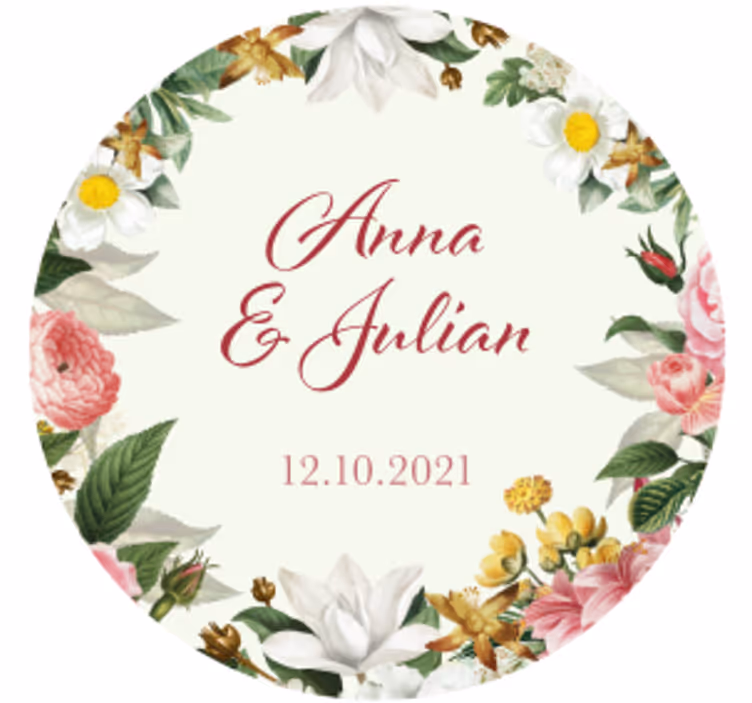 Posavasos boda floral personalizados - TenVinilo