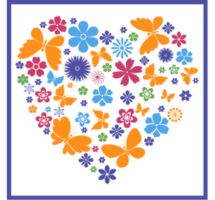 Posavasos moderno arreglo de corazón floral - TenVinilo