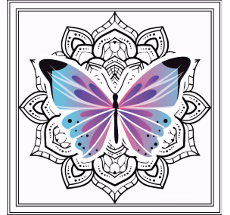 Posavasos mandala de mariposas coloridas - TenVinilo