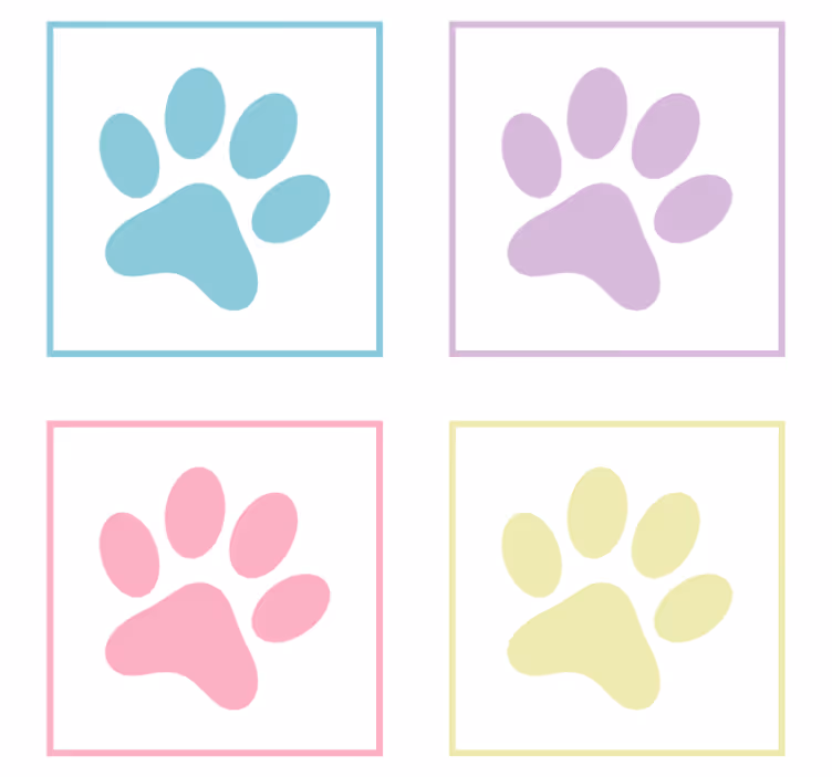 Posavasos moderno huellas de patas coloridas - TenVinilo