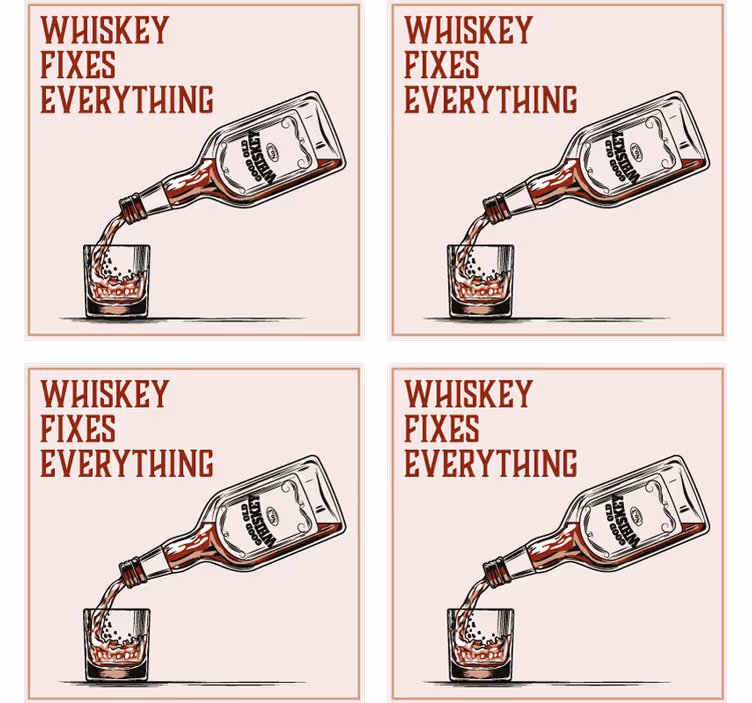 Posavasos con frases de whiskey vertiendo visualmente - TenVinilo