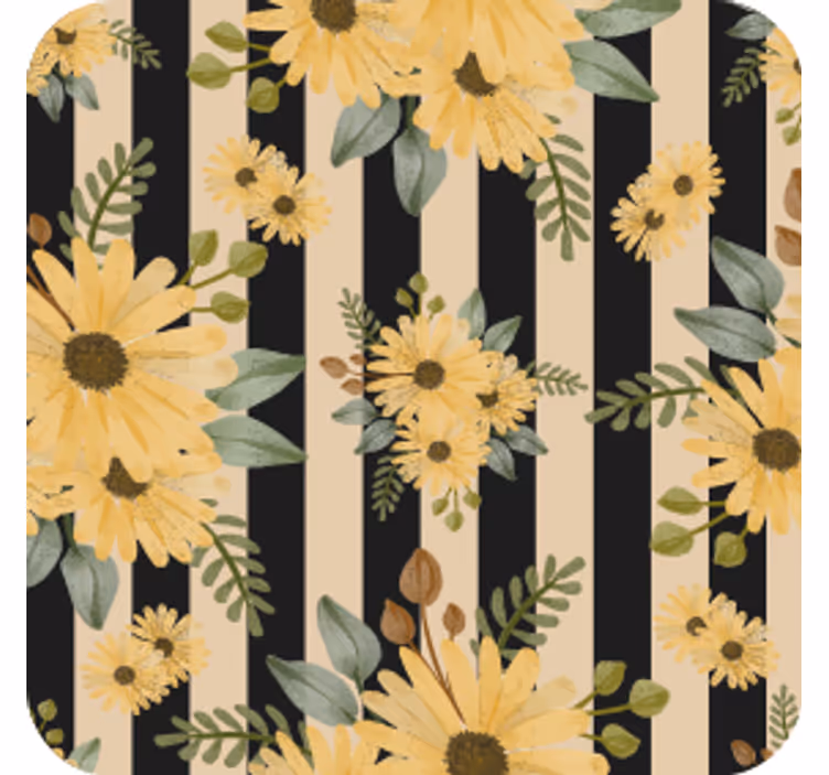 Posavasos patrón floral a rayas - TenVinilo