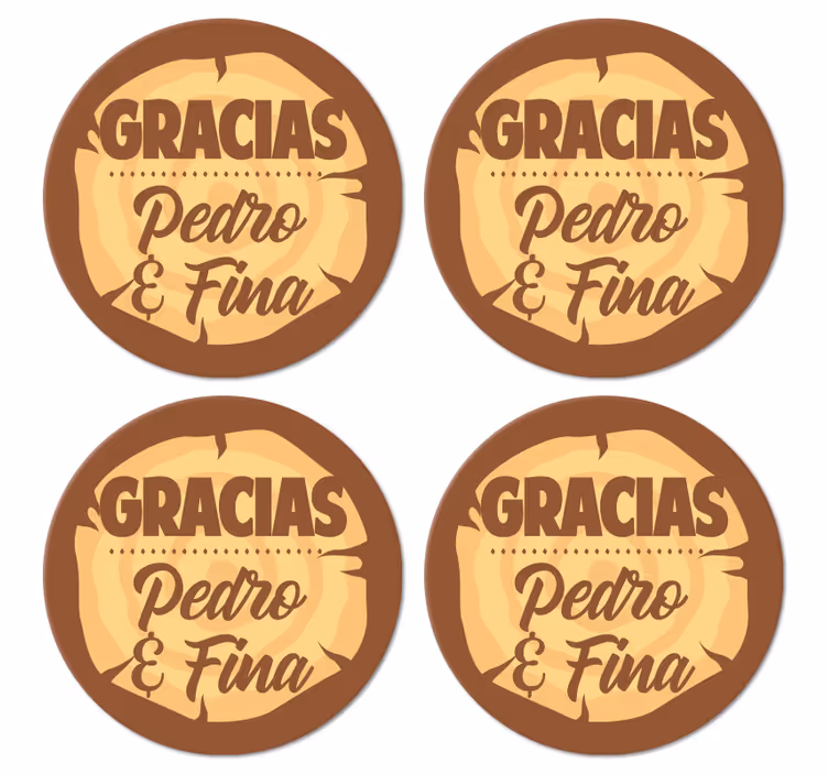 Posavasos textura Gracias texto nombre personalizado - TenVinilo
