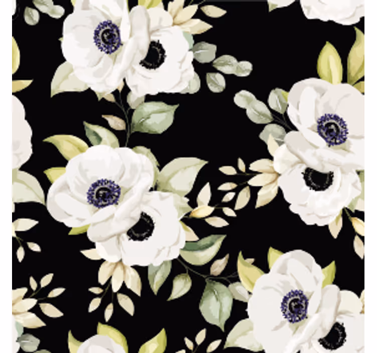 Posavasos vintage Rosas blancas fondo negro - TenVinilo