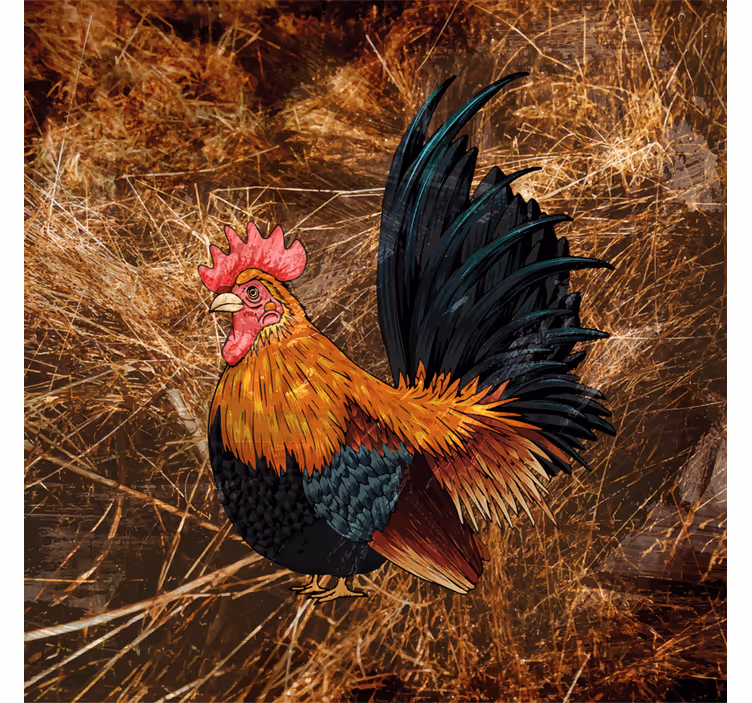 Posavasos vintage arte de gallo colorido - TenVinilo
