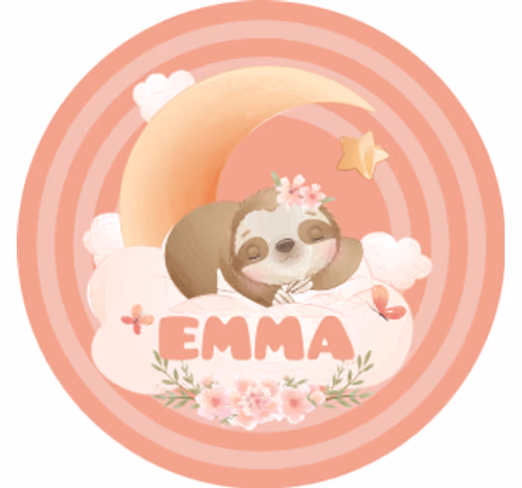 Posavasos personalizable perezoso luna floral - TenVinilo